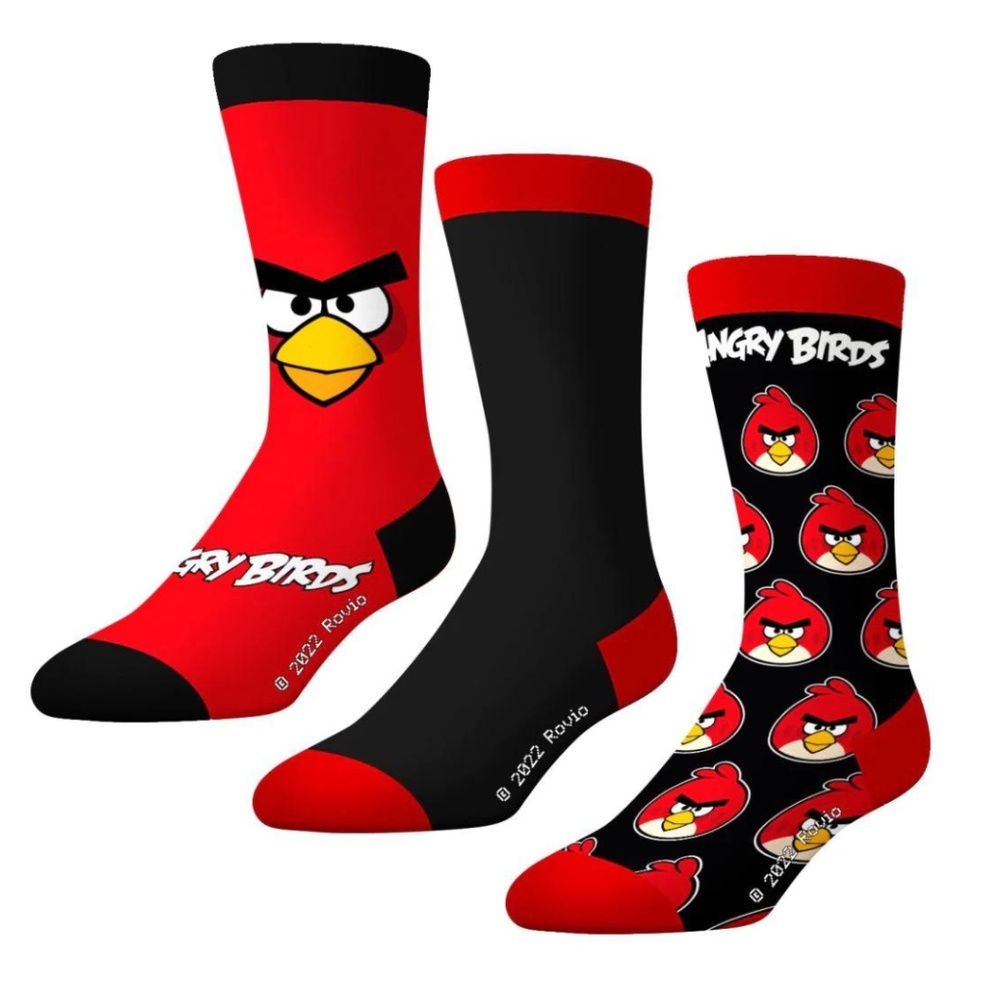 ANGRY BIRDS RED BIRD ALL OVER CREW SOCKS (3 PACK)